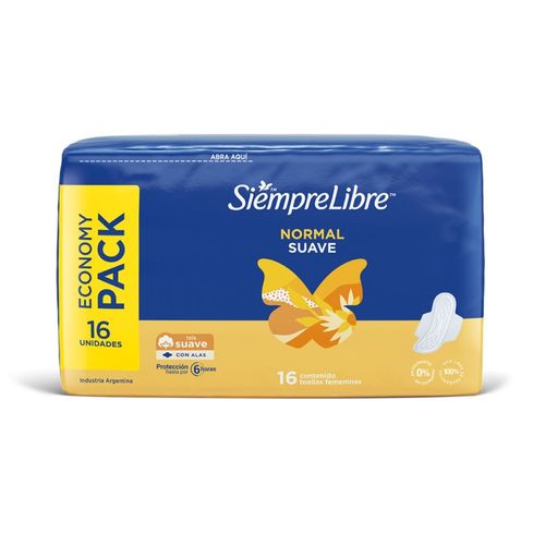 Toallas femeninas normal suave con alas (16 unidades)