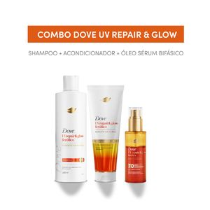 Combo shampoo + acondicionador + óleo serum capilar UV repair