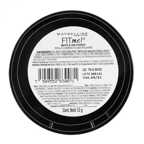 Polvo compacto fit me matte 12 gr