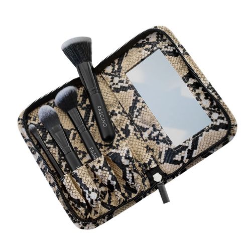 Set de brochas en estuche animal print (4 unidades)