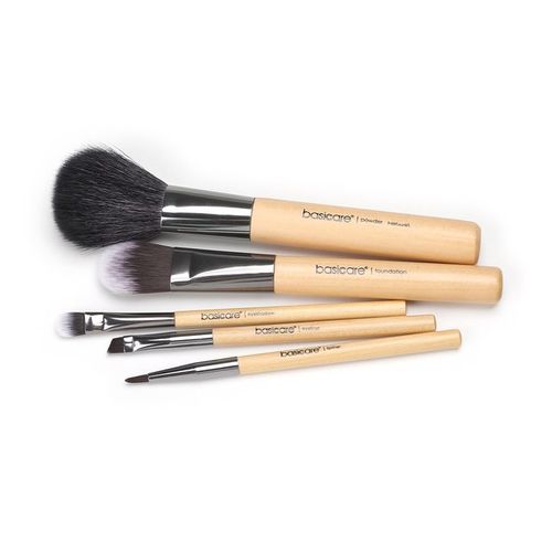 Set brochas de maquillaje con mango de madera (5 piezas)