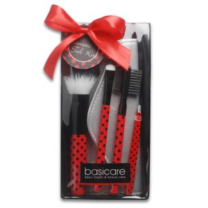Set brochas de maquillaje con estuche rojo