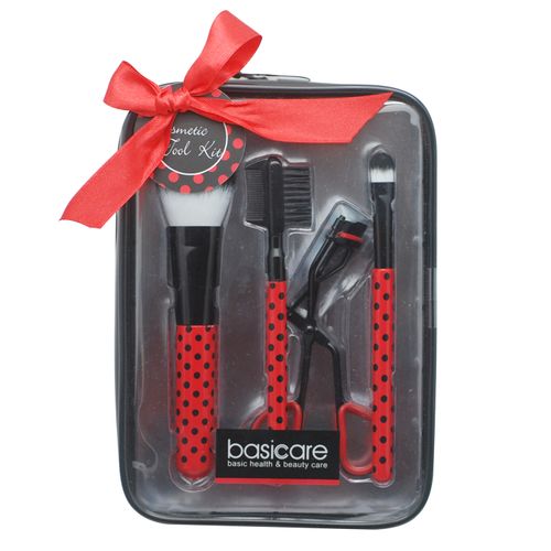 Set brochas de maquillaje con estuche rojo