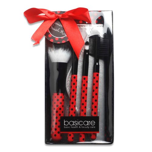 Set brochas de maquillaje con estuche rojo