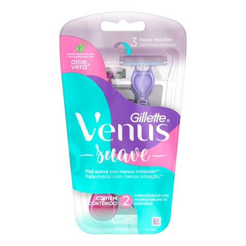 Máquina para afeitar descartable venus suave (2 unidades)