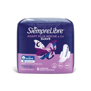 Toallas femeninas Adapt Plus Noche & Día suave con alas (8 unidades)