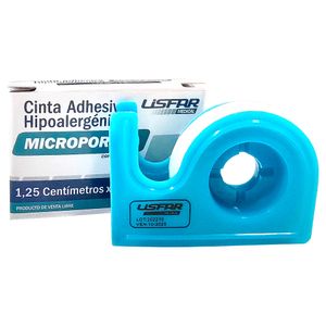 Tela adhesiva 1.25cm x 9m micropore lisfar con racionador estuche