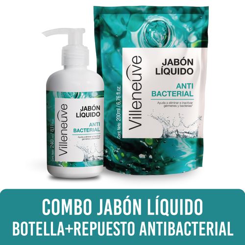 Combo jabón líquido antibacterial + repuesto  villeneuve