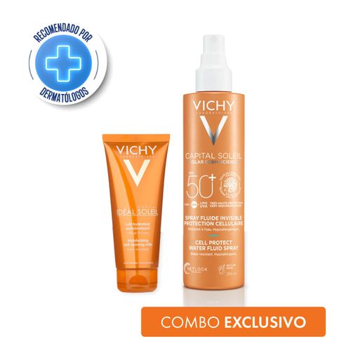 Combo protección solar autobronceante + spray cell protect